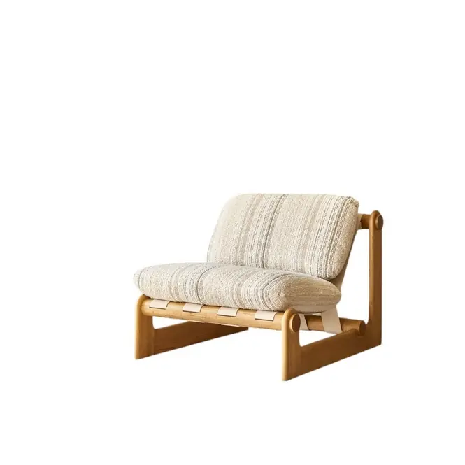 Shop Nu Tikamoon - XL fauteuil van massief eikenhout en beige stof