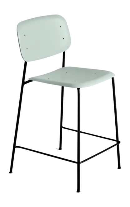 HAY Soft Edge95 Barstoel Dusty Green Black Powder Coated Steel 4 Leg Base H65 Standard Glider Meest Verkocht