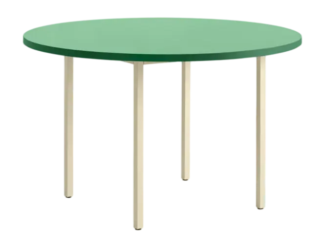 HAY Two-Colour Tafel Green Mint Ivory Powder Coated Steel Frame Ø120 x H74 cm Finale Uitverkoop