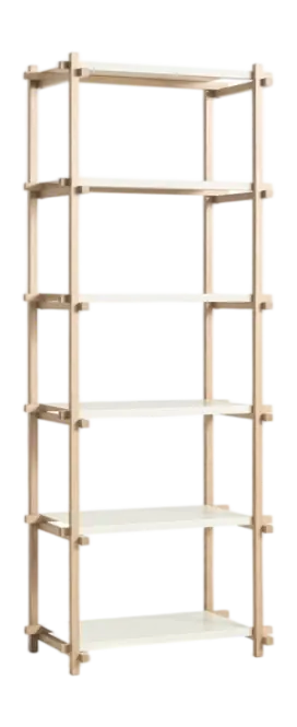 HAY Woody Kast Almond White Shelving Soaped Oak Frame 2.0 Steel Shelves Column High Direct Verzonden