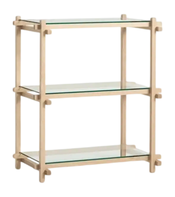 HAY Woody Kast Soaped Oak Shelving Frame 2.0 Clear Glass Shelves Column Low Laatste Kans