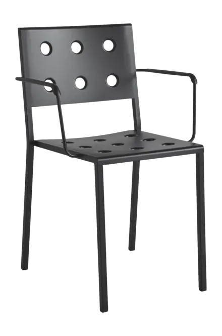 Must-Have HAY Balcony Tuinstoel Anthracite Eetstoel met armleuningen Poedergecoat staal