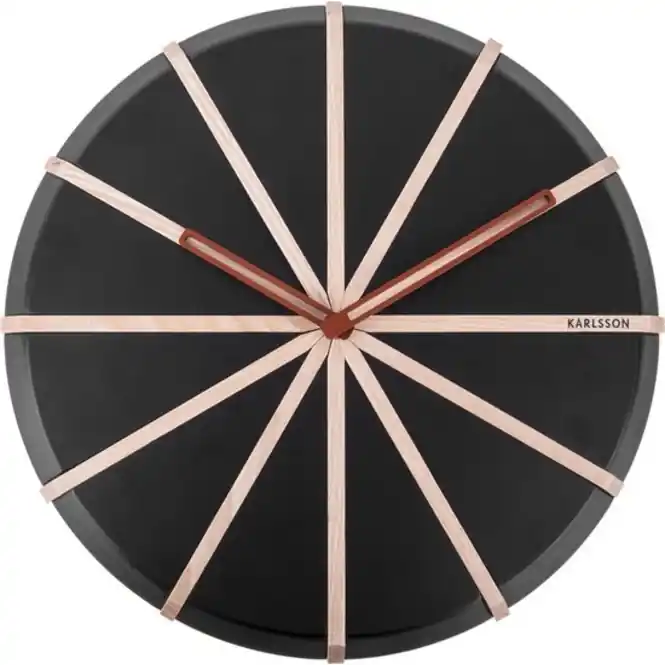 Karlsson Lines Klok Black With Wood Veneer 35 cm Hete Deal