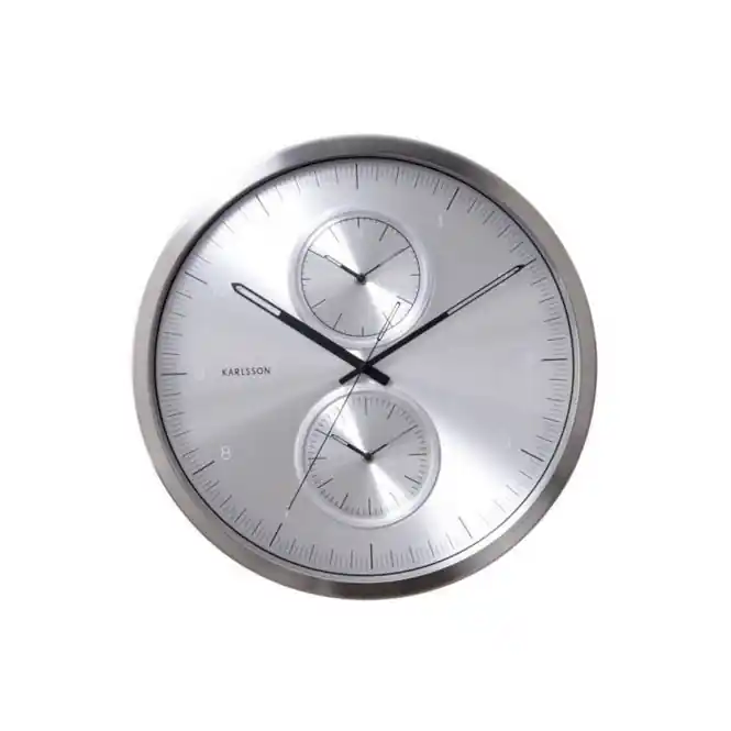 Aanbieding Karlsson Multiple Time Klok Aluminium Brushed 50 cm