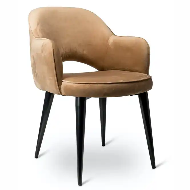 POLSPOTTEN Arms Cosy Velvet Stoel Beige Zwarte poten Laatste Kans