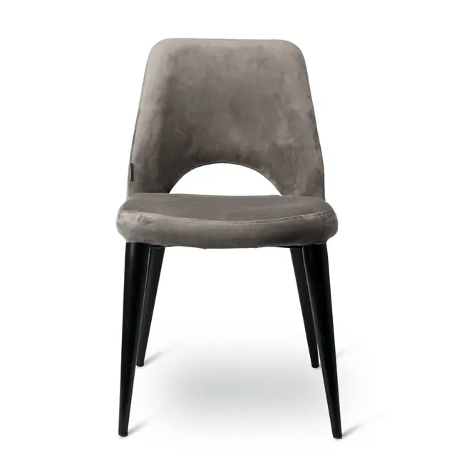 POLSPOTTEN Holy Velvet Stoel Grey / Black Legs Hete Deal