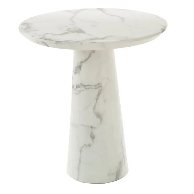 POLSPOTTEN Disc Marble Look Bijzettafel White Laatste Kans