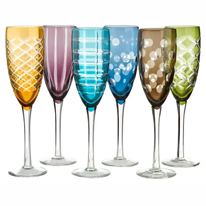 POLSPOTTEN Cuttings Champagneglas Multi Set van 6 Uitverkoop