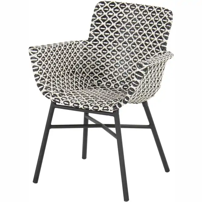 Hartman Delphine Design Tuinstoel White Black Carbon Black Nouveaux Rotin Exclusieve Aanbieding