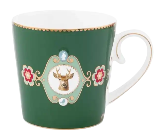 Pip Studio Love Birds Medallion Deer Mok Dark Green 300 ml (Set van 6) Hete Deal