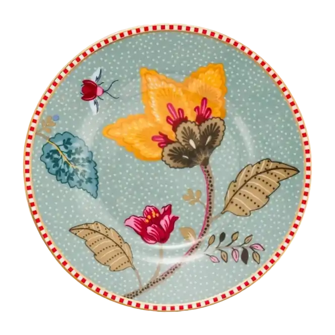 Pip Studio Blooming Tales Bord Fantasy Blue Home Petit Four 12 cm Set van 6 Op = Op