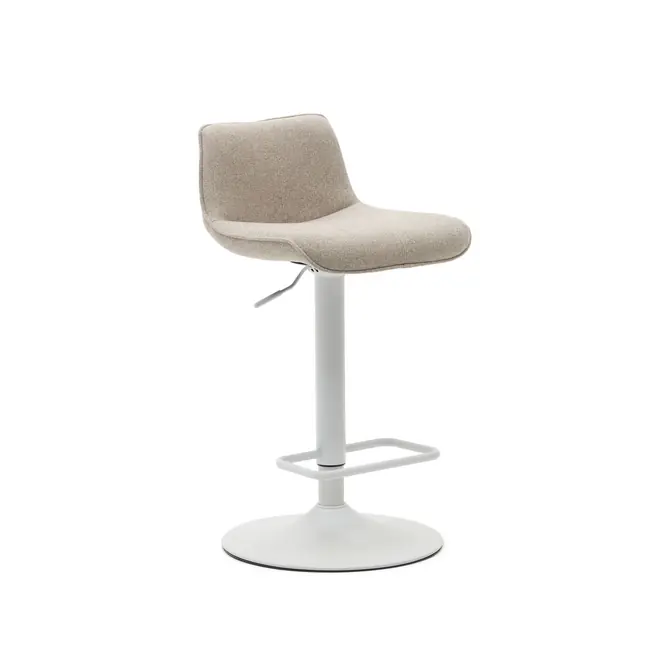 Kave Home - Zenda-kruk in beige chenille en en staal met matwitte Laatste Kans