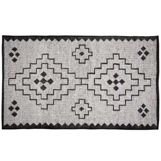 Betrouwbaar WOOOD Omari Vloerkleed - Wol Jute - Naturel Zwart - 1x160x230
