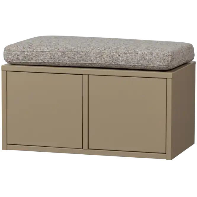 WOOOD Turner Opbergbank Incl. Kussen- Grenen - Mud - 47x80x44 Direct Beschikbaar