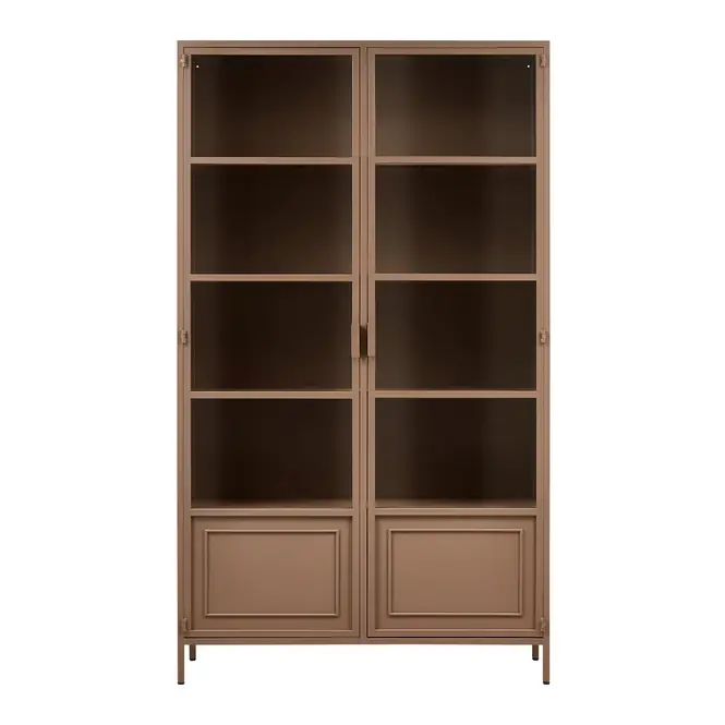 WOOOD Vitrinekast Ronja - Metaal - Military Brown - 189x110x43 Koop Online