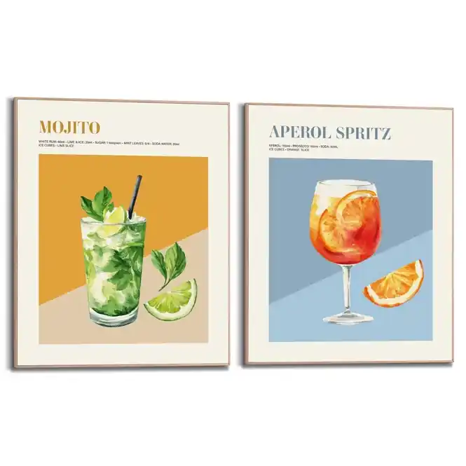 Reinders - Cocktail Vibes - Schilderijen set 3x 30x20cm Hout Beste Prijs
