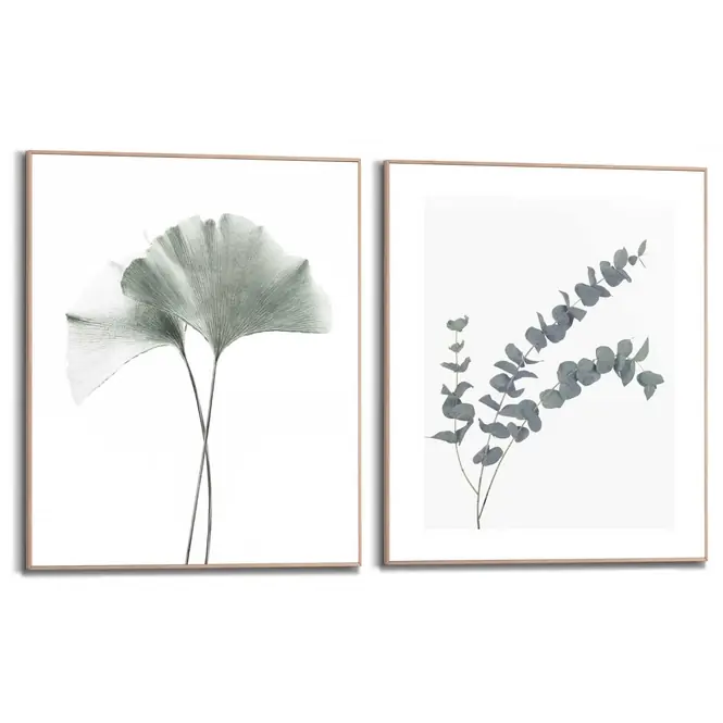 Reinders - Ginkgo Eucalyptus - Schilderijen set 2x 50x40cm Hout Weekendaanbieding