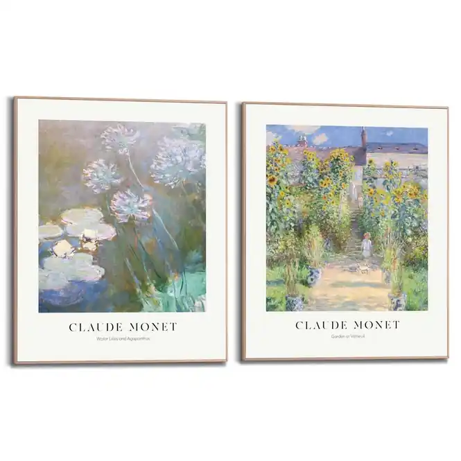 Weekendaanbieding Reinders - Monet Garden - Schilderijen set 2x 50x40cm Hout