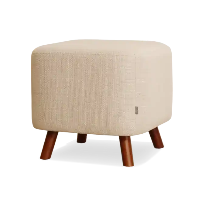 Nolon Julia Vierkante Poef met Houten Pootjes 44 x 44 cm - Beige Actieprijs