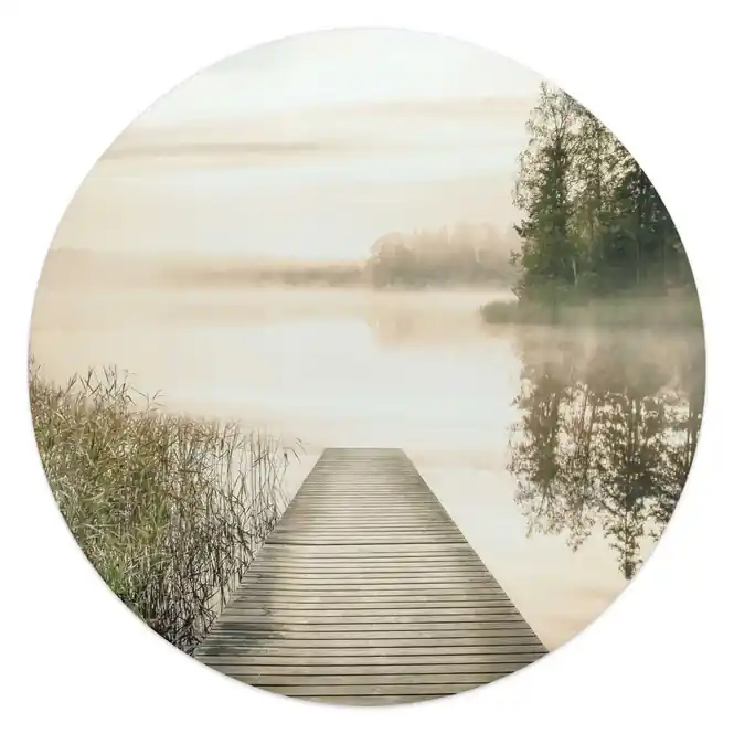 Reinders - Ochtendzon bij de pier - Glasschilderij Ø 50 cm - Groen Laatste Kans