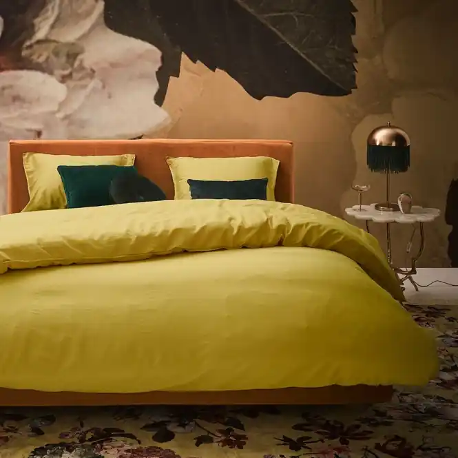 Seizoensaanbieding Essenza Minte Dekbedovertrek Golden Yellow Satin de Coton