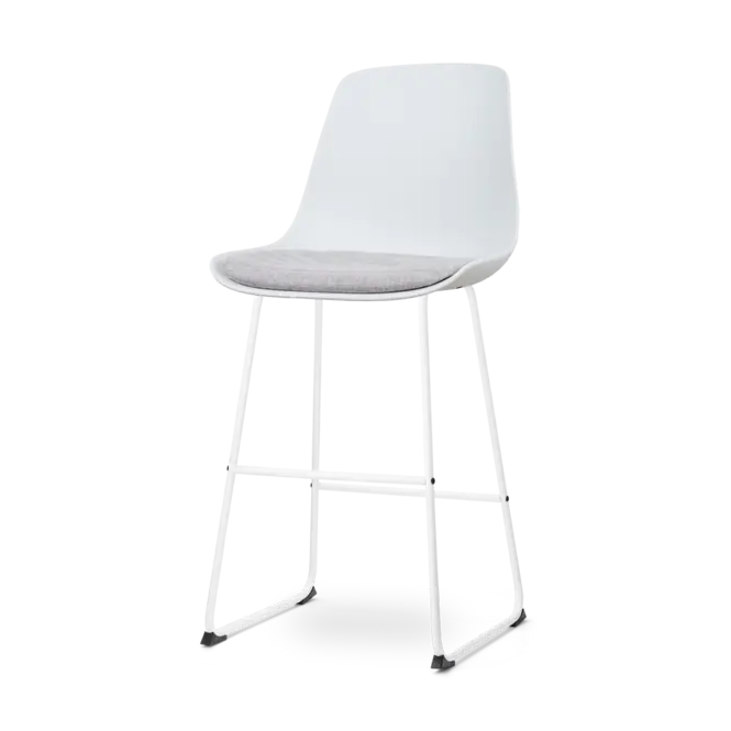 Nolon Nino-Liv Barkruk Wit - Lichtgrijs Kussen - Wit Frame - 75 cm Gratis Retour