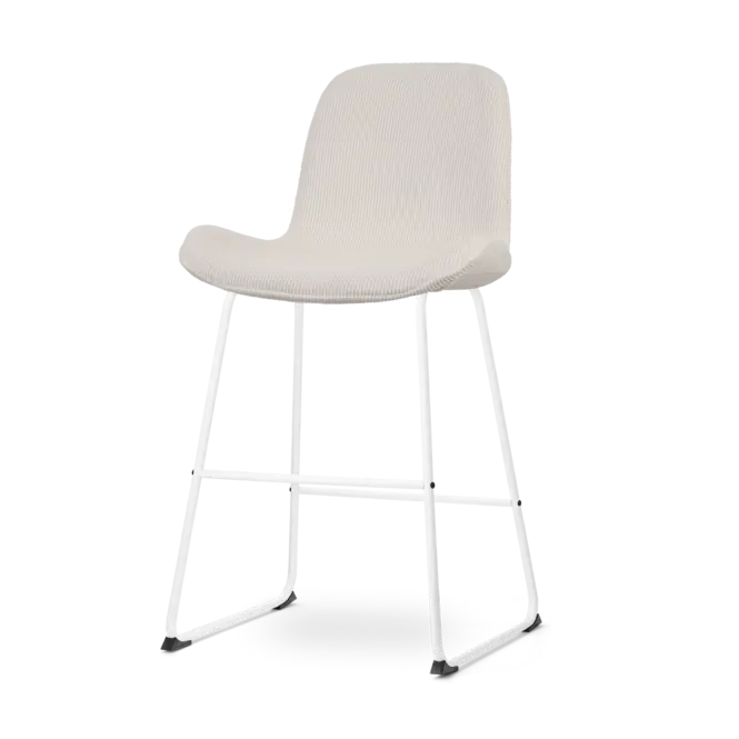 Favoriet Nolon Nino-Fe Barkruk Ribstof Creme - Wit Onderstel - 65 cm