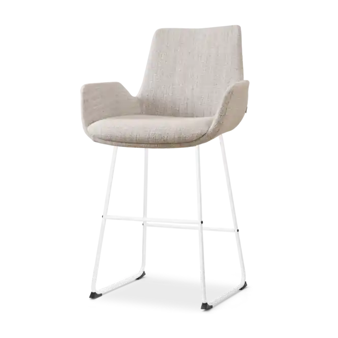 Exclusieve Aanbieding Nolon Nino-Eef Barkruk Beige Gemeleerd - met Armleuning - Wit - 65 cm