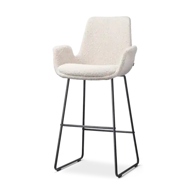 Bestel Nu Nolon Nino-Eef Barkruk Boucle Beige - met Armleuning - Zwart - 75 cm