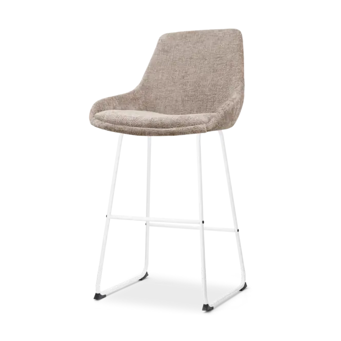 Direct Verzonden Nolon Nino-Isa Barkruk Bruin - Stof - Wit Onderstel - 75 cm